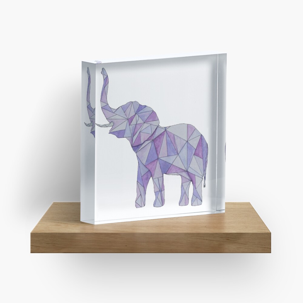 Purple Geometric Elephant  Acrylic Block