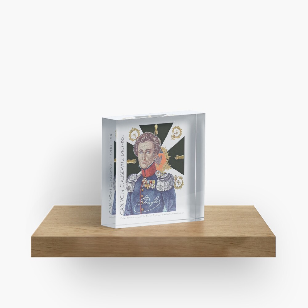 Carl von Clausewitz Portrait with Prussian Flag Acrylic Block
