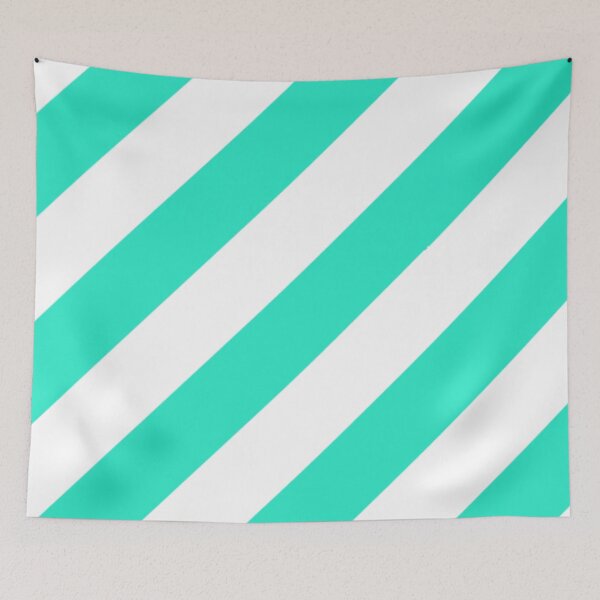 Item preview, Sea Green and White Striped Diagonal Pattern designed and sold by Poetic Patterns Studio.