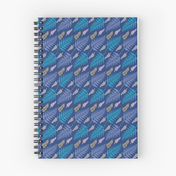 Item preview, Seamless Ferns Pattern in batik style. Blue, pink, ceram on dark blue back ground. designed and sold by Yo Senang.