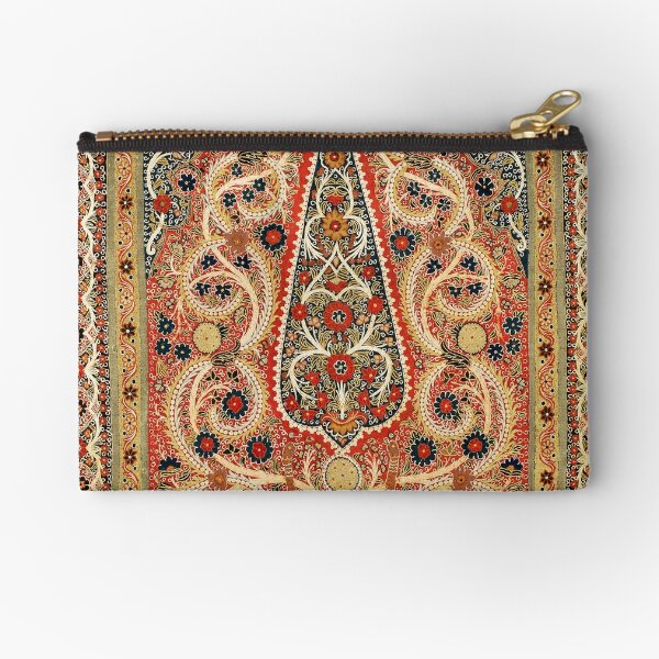 Rasht  Antique North Persian Embroidery Print Zipper Pouch