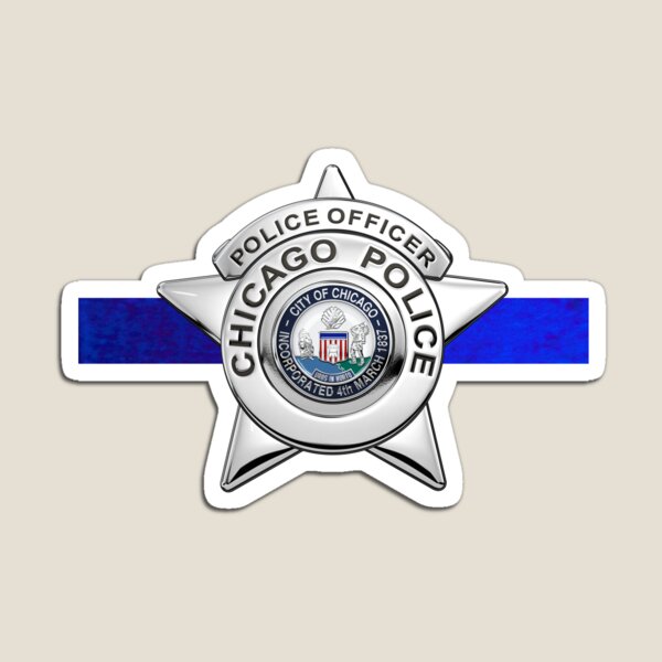 Artikelvorschau, Chicago Police Department Badge – CPD Police Officer Star über der dünnen blauen Linie entworfen und verkauft von Serge Averbukh Art Studio.
