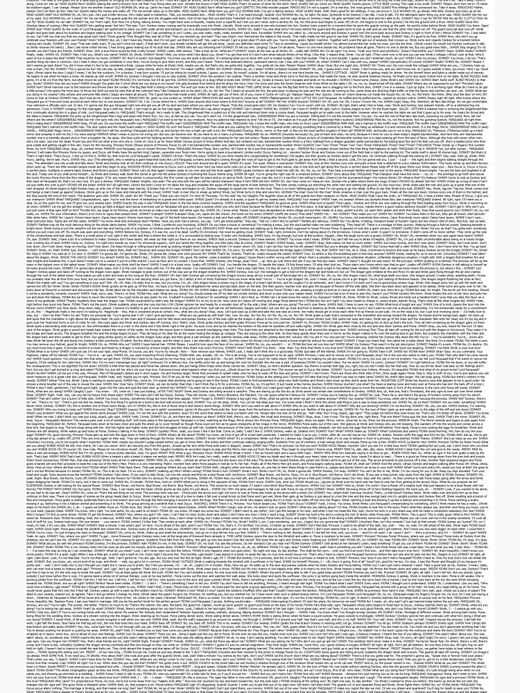 "The Entire Script of "Shrek" (2001)" Art Board Print for Sale by