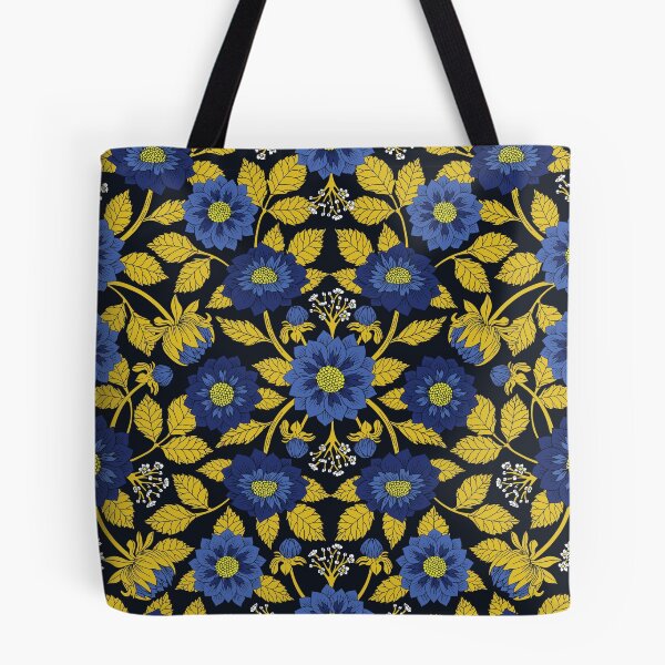 Item preview, Blue, Navy, Yellow & Mustard Floral/Botanical Pattern designed and sold by somecallmebeth.