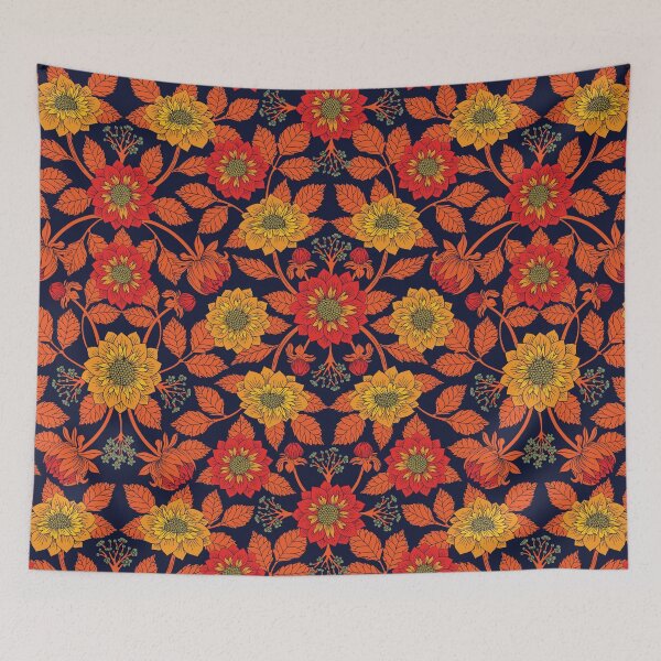 Item preview, Vibrant Yellow, Red, Orange, Blue & Navy Floral Pattern designed and sold by somecallmebeth.
