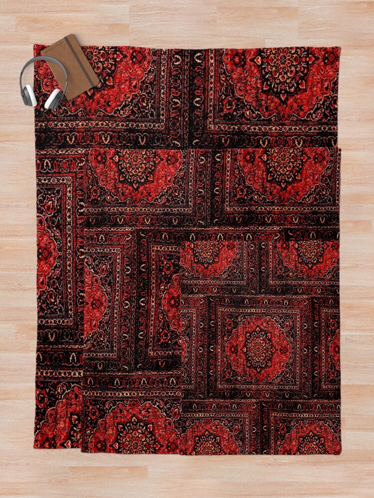 Alternate view of Persian carpet look in rose Throw Blanket