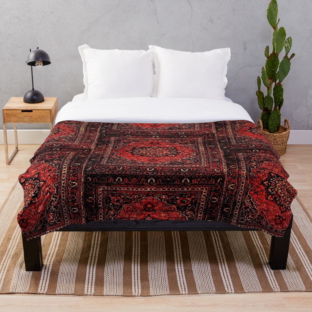 Persian carpet look in rose Throw Blanket