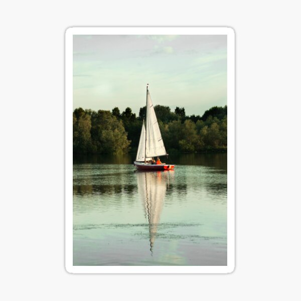 A beautiful sailing evening on the lake Sticker