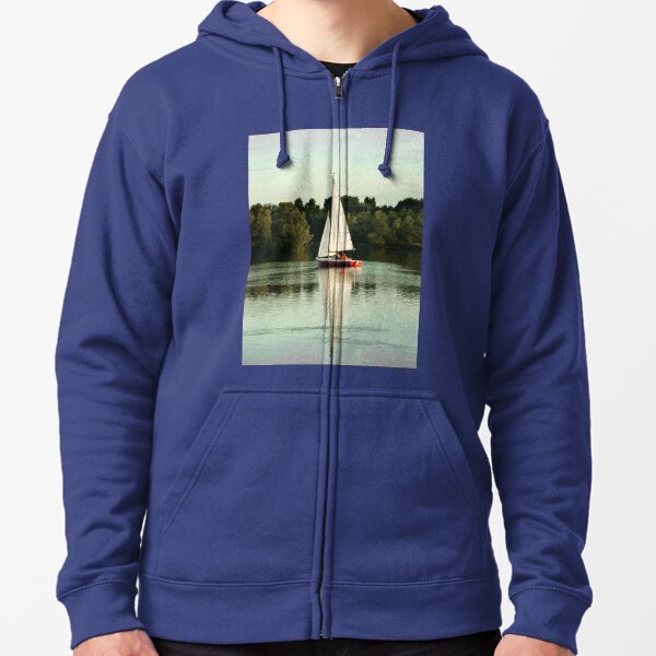 A beautiful sailing evening on the lake Zipped Hoodie