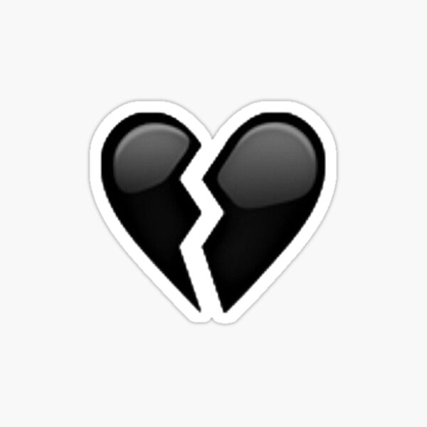 corazon roto negro (nuevo!) Pegatina