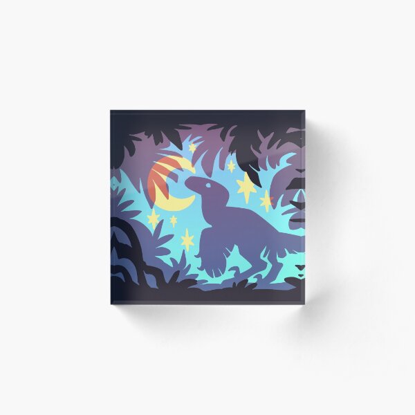 Stargazing Dino (Blue Variant) Acrylic Block