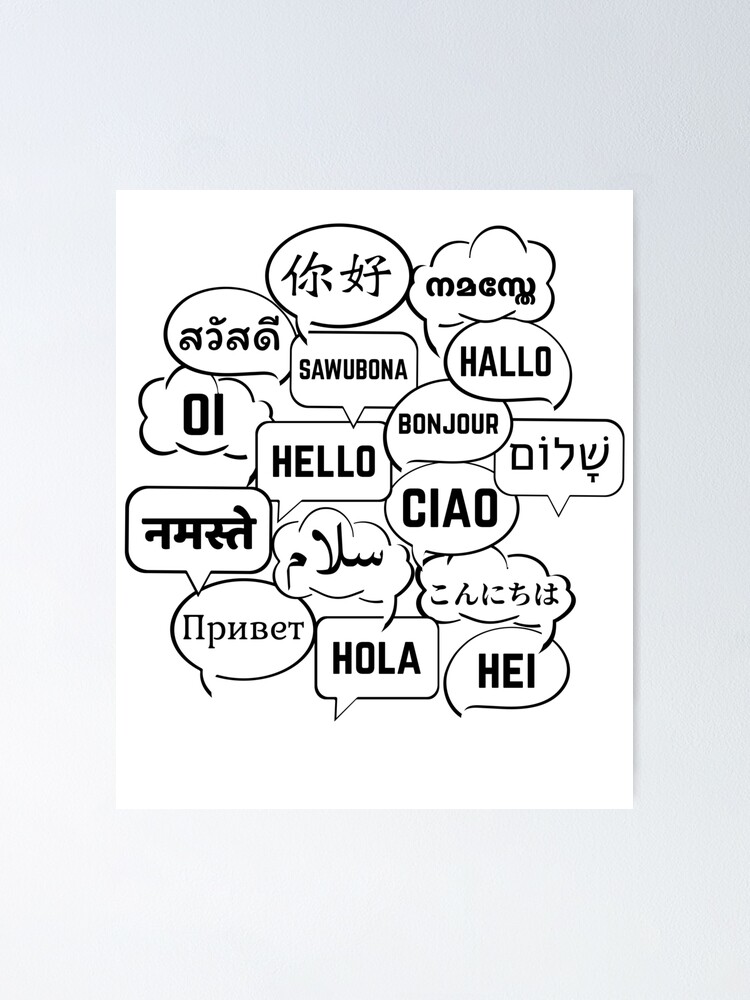 Póster «Hola diseño multilingüe para trotamundos y traductor» de MAS-S |  Redbubble