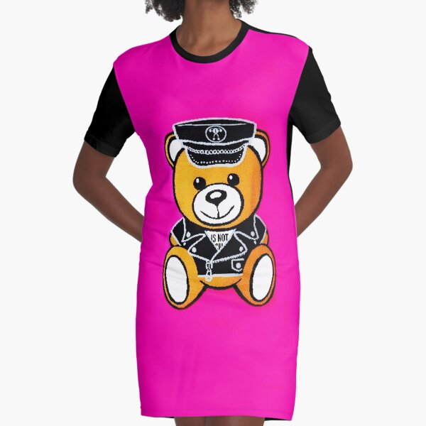 Pink Moschino Bear Graphic T-Shirt Dress