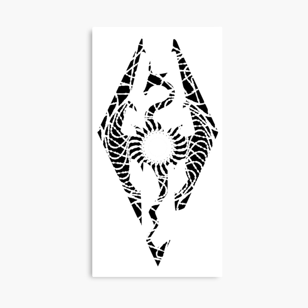 Skyrim Dragon Logo Metal Print By Davesartbook Redbubble