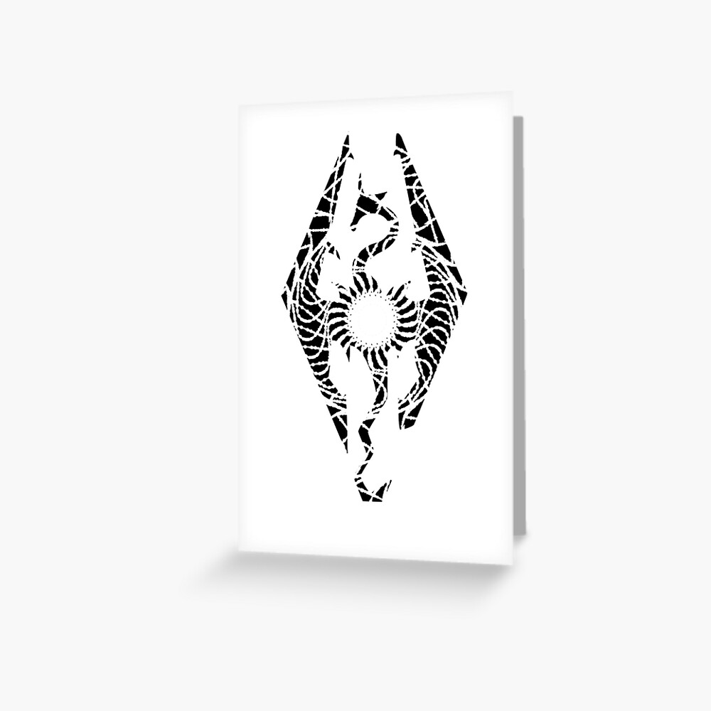 Skyrim Dragon Logo Greeting Card By Davesartbook Redbubble