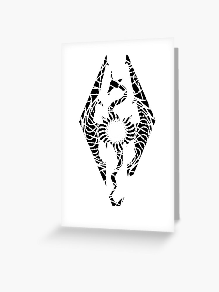 Skyrim Dragon Logo Greeting Card By Davesartbook Redbubble