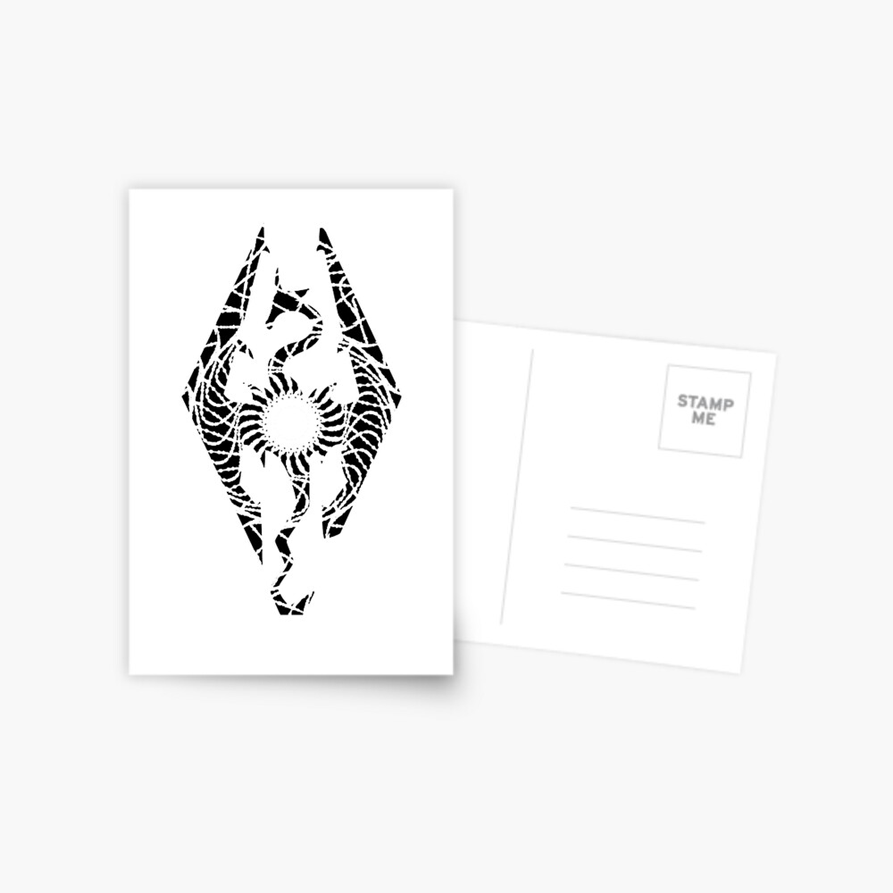 Skyrim Dragon Logo Greeting Card By Davesartbook Redbubble