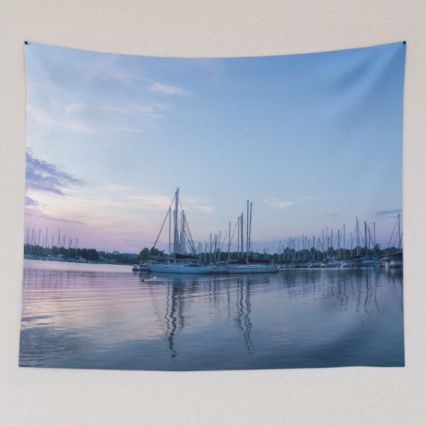 Item preview, Soft Blue and Pink Ripples - Yachts and Clouds Reflections designed and sold by Georgia Mizuleva.
