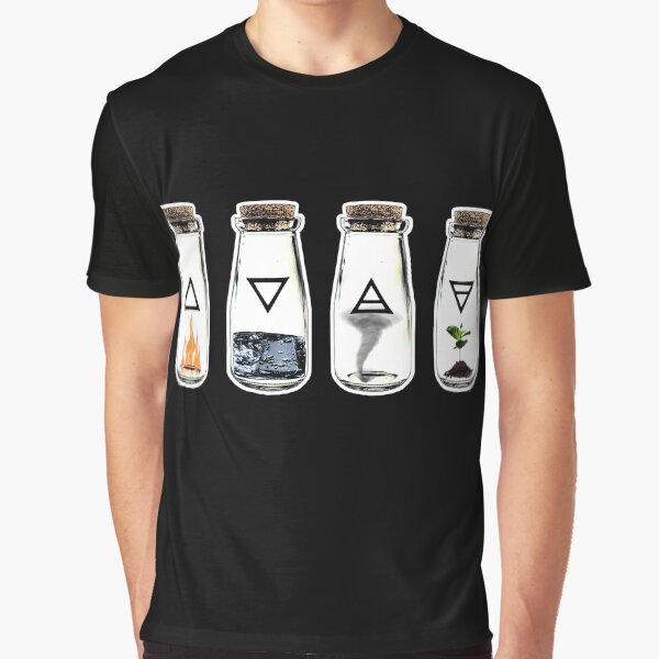 The 4 Symbols of the Elements: Earth, Wind, Water, and Fire - Nature in a Bottle Graphic T-Shirt