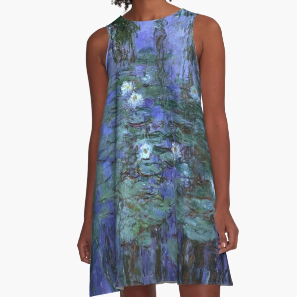 Blue Water Lilies, Claude Monet A-Line Dress