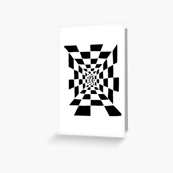 Chessboard corridor, black Greeting Card