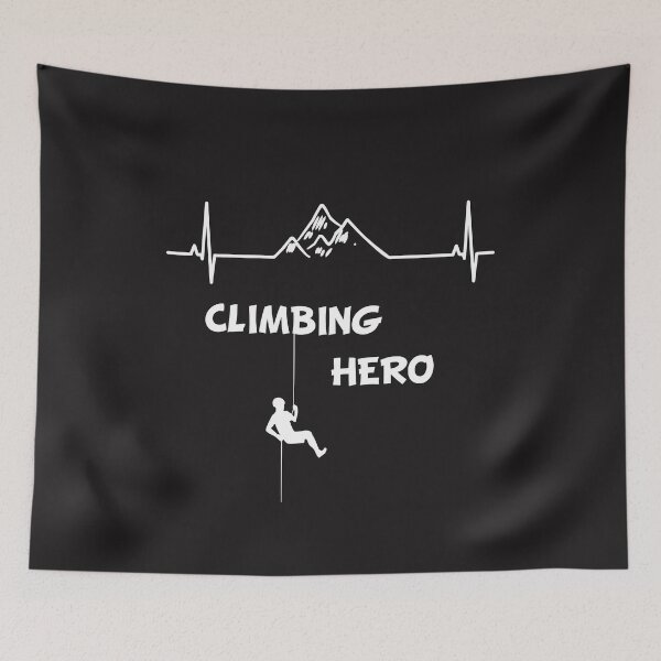 Item preview, Climbing hero mountaineer EKG heartbeat climbing mountain hobby rock gift designed and sold by dm4design.