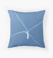 #Air #show #AirShow #sky #airplane #wind #horizontal #blue #colorimage #nopeople #airvehicle #smokephysicalstructure #flying #commercialairplane #day #travel #outdoors Throw Pillow