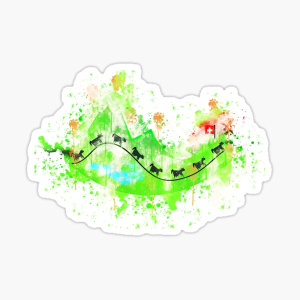 Hill cows mountain watercolor painted Sticker