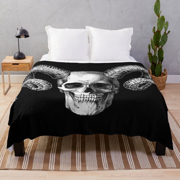 Item preview, Human Skull Illustration 2 with Ram Horns designed and sold by avidfan2000.