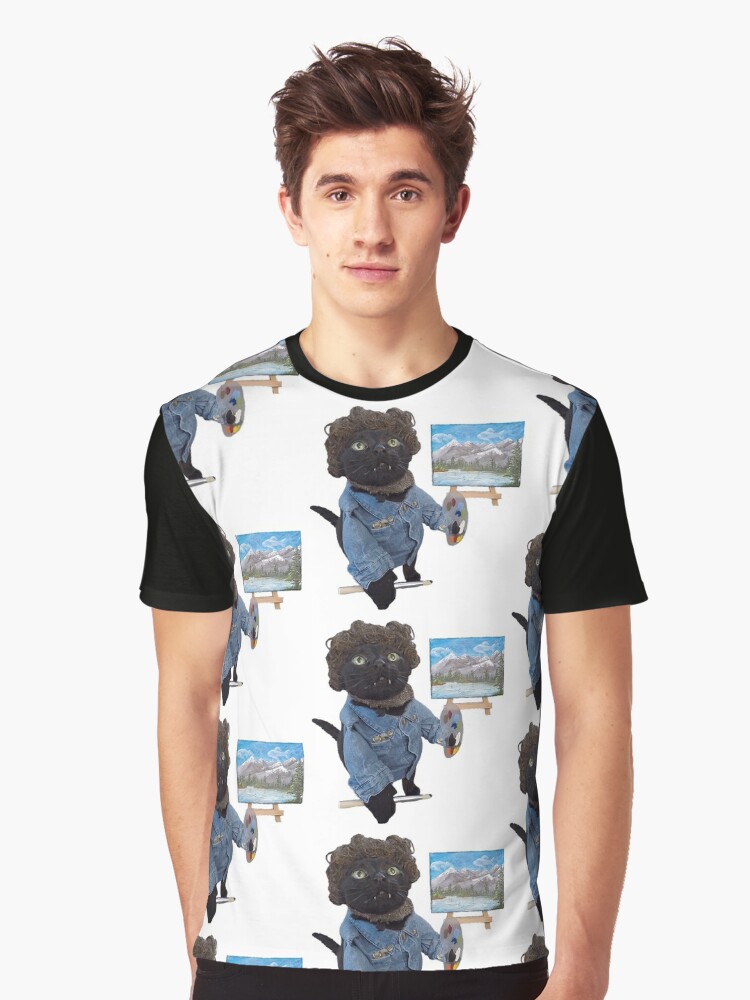 bob ross cat t shirt