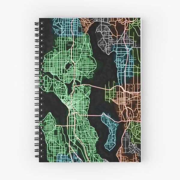 Item preview, Seattle Washington City Map in Neon Colors designed and sold by neonmaps.