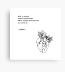 Human heart poem by Rupi Kaur Canvas Print