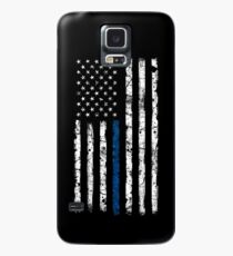 Funda/vinilo para Samsung Galaxy Línea Azul (Blanco) V2 Vertical