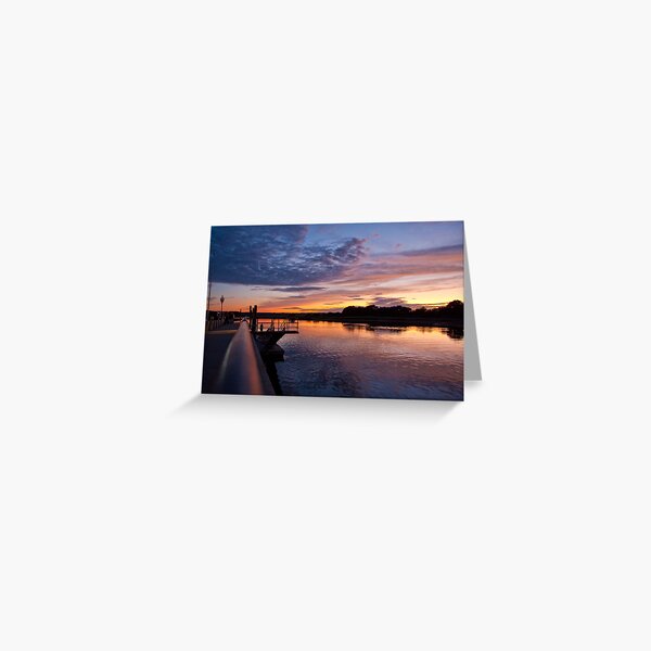 Stonybrook Harbor Sunset and dock 2 - New York Greeting Card