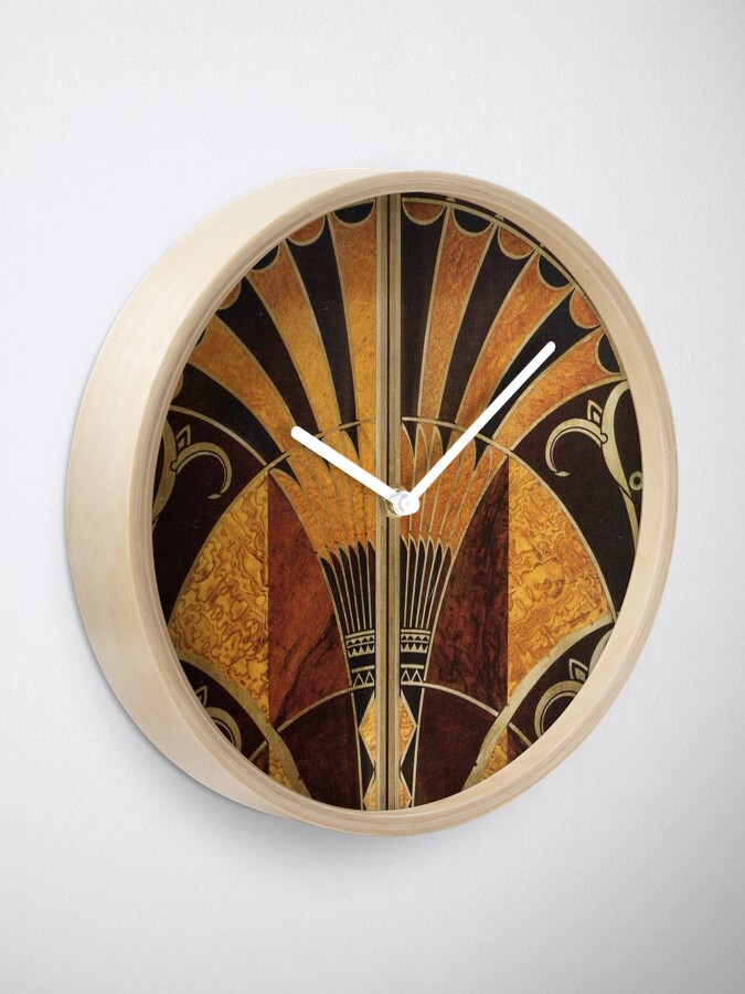 Alternate view of Art nouveau, art deco, vintage,elegant,chic,pattern,gold,wood,black,bronze,silver,beige Clock