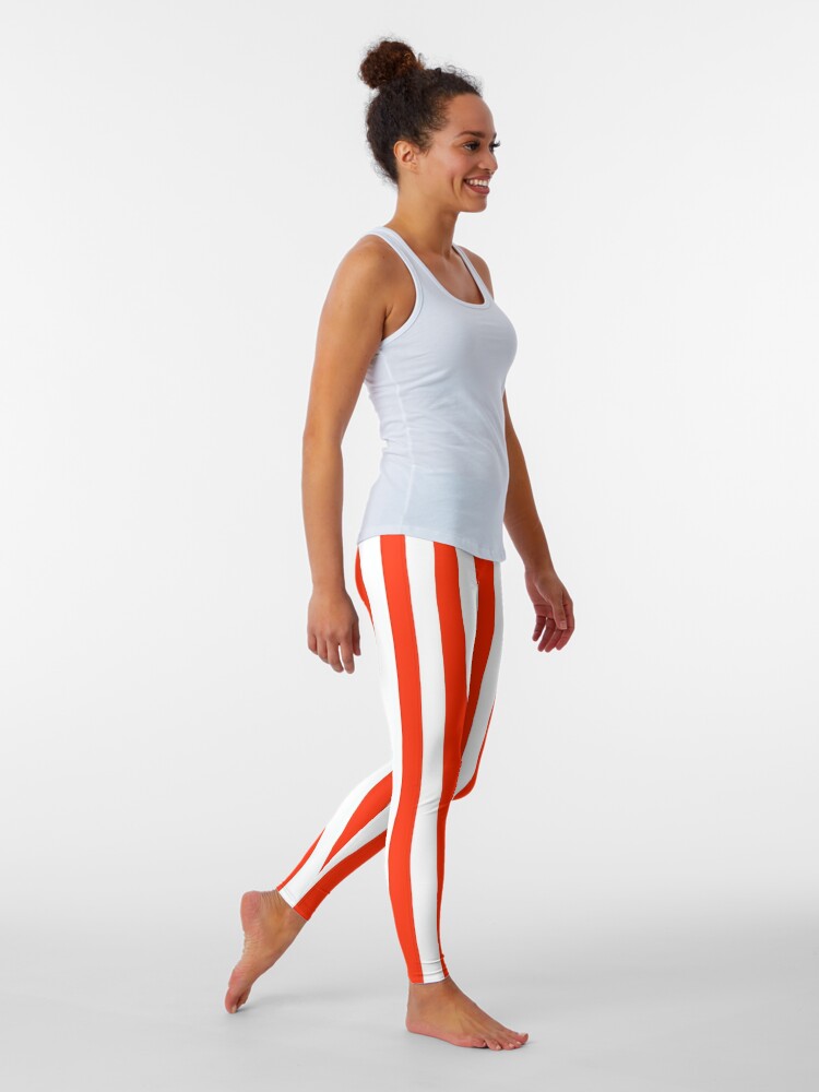 Bright Red and White Vertical Stripes Leggings for Sale by ColorPatterns