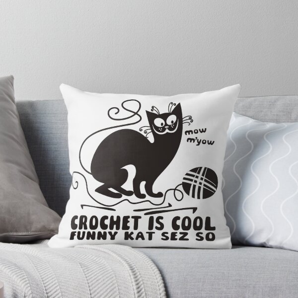 Item preview, Black white crochet is cool funny derpy cat says so designed and sold by BigMRanch.
