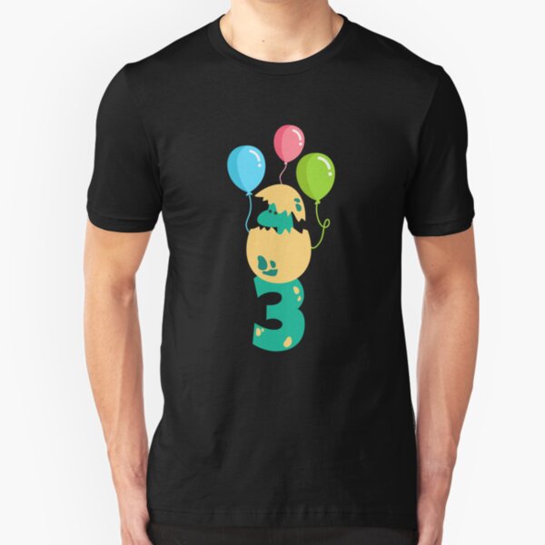 Dino Dinosaur Birthday 3 Three Years Gift Slim Fit T-Shirt