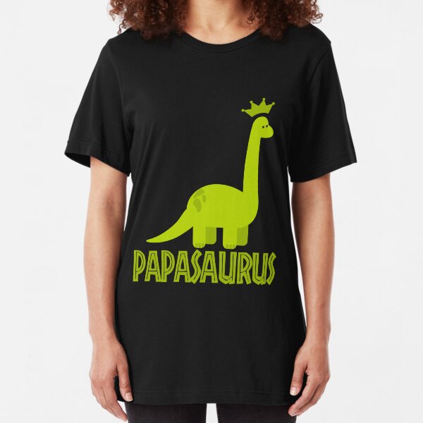 Papasaurus dino dinosaur gift Slim Fit T-Shirt