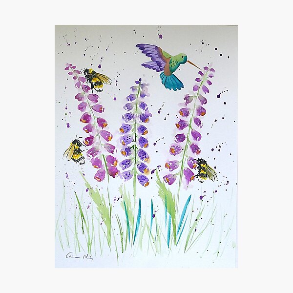 Aperçu de l'œuvre Colibri, bourdon et digitale créée et vendue par Casimirasart.