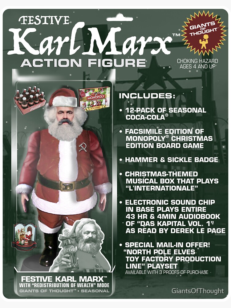 "Festive Karl Marx Action Figure" Sticker for Sale by GiantsOfThought