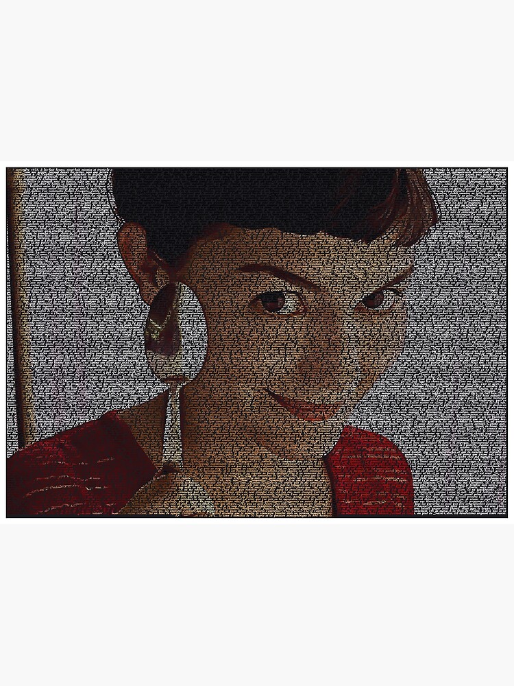 Text Portrait of Amelie Poulain with full French script of the movie Le Fabuleux Destin d'Amélie by TextPortraits