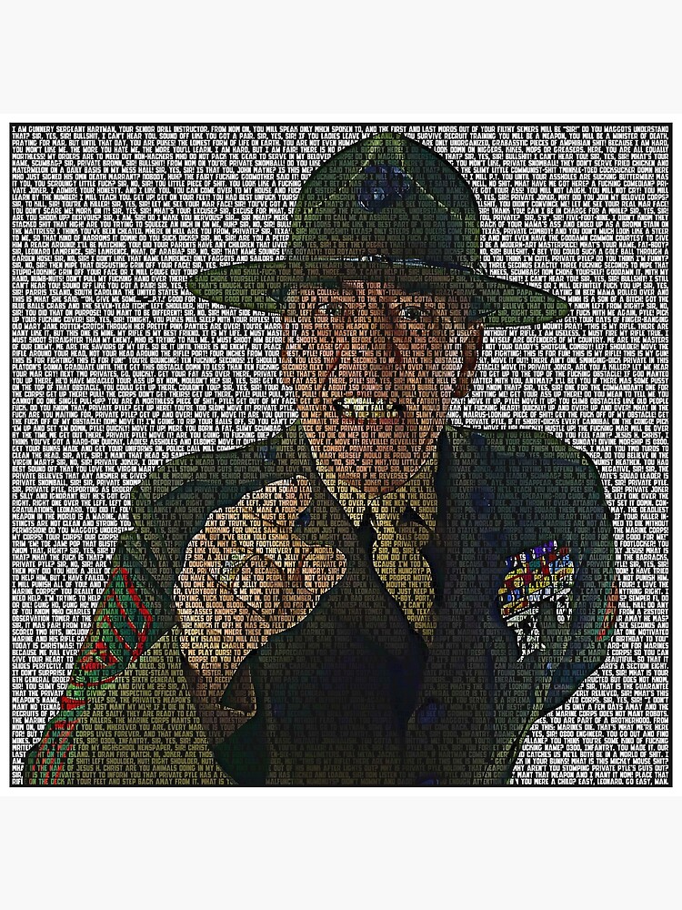 "Script Text Portrait of Sergeant Hartman with Script of Full Metal