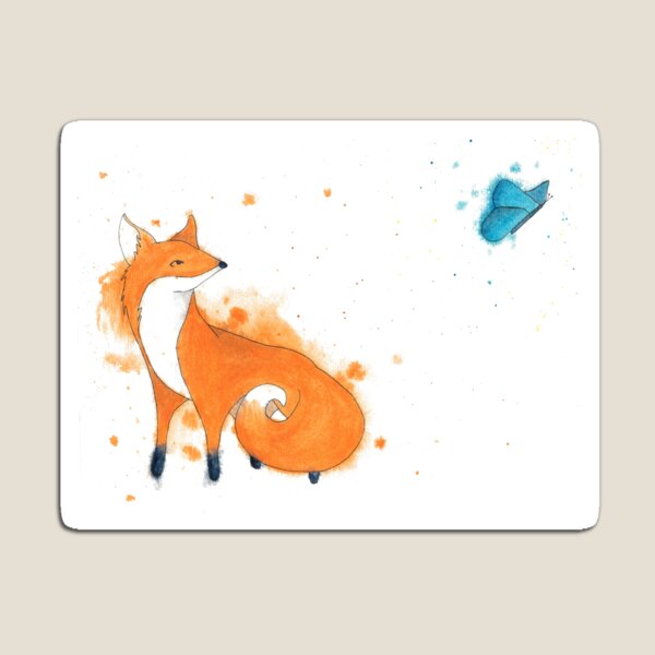 Goodbye - Fox and Butterfly Magnet