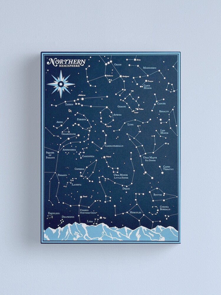 Thumbnail 1 of 3, Canvas Print, STAR CONSTELLATIONS : Vintage Northern Hemisphere Chart Print designed and sold by posterbobs.