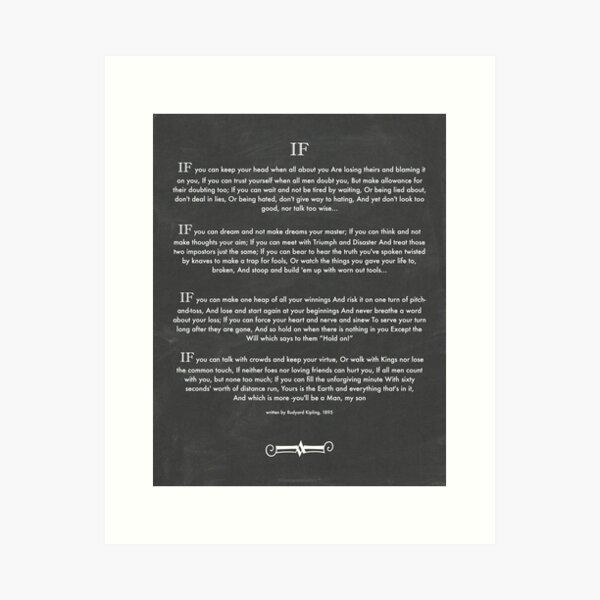 Impression Artistique Si Citation De Rudyard Kipling Par Desiderata4u Redbubble