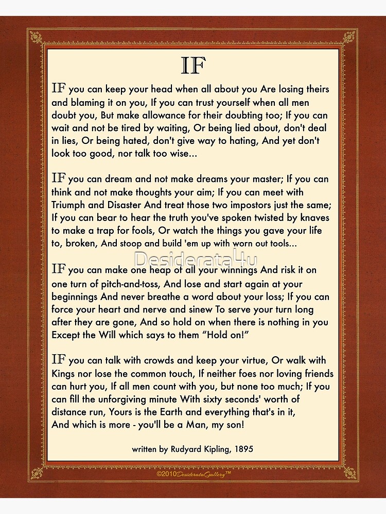 If Quote By Rudyard Kipling by Desiderata4u