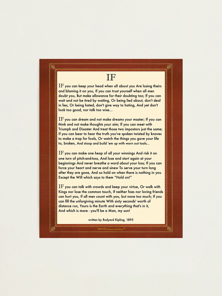 Alternate view of If Quote By Rudyard Kipling Photographic Print