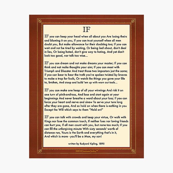 If Quote By Rudyard Kipling Photographic Print