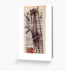 "Bamboo sketch" #135 - Dictionary india ink brush pen drawing/painting Greeting Card
